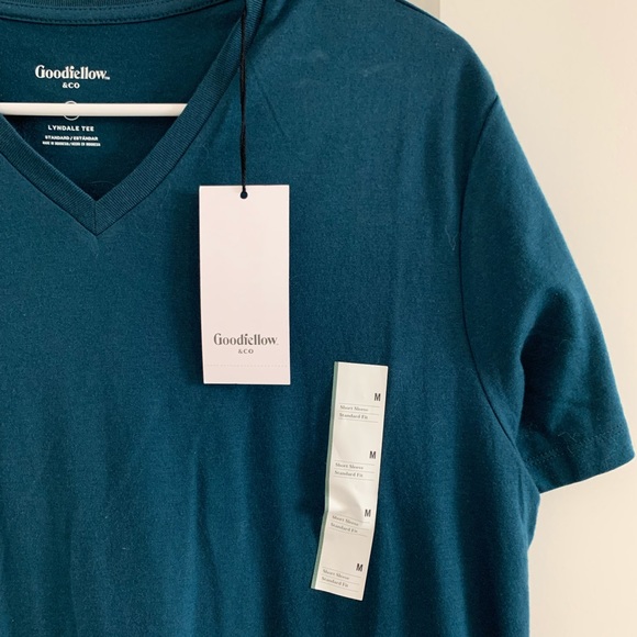 NWT Good fellow aqua v neck tee size M - Picture 2 of 5